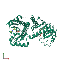 PDB entry 4d86 coloured by chain, front view.