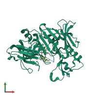 PDB entry 4d89 coloured by chain, front view.