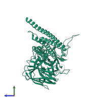 PDB entry 4d8m coloured by chain, side view.