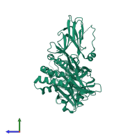 PDB entry 4d8o coloured by chain, side view.