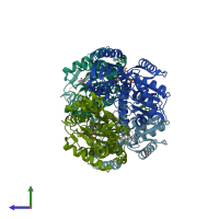 PDB entry 4d8w coloured by chain, side view.