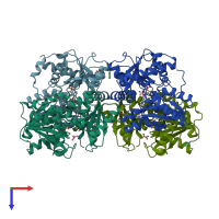 PDB entry 4d8w coloured by chain, top view.
