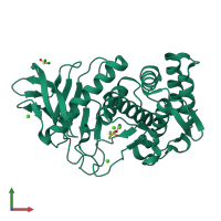 PDB entry 4d91 coloured by chain, front view.