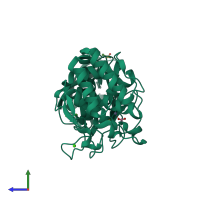 PDB entry 4d91 coloured by chain, side view.