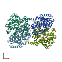 PDB entry 4d96 coloured by chain, front view.