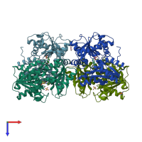 PDB entry 4d96 coloured by chain, top view.