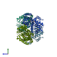 PDB entry 4d97 coloured by chain, side view.