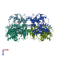 PDB entry 4d97 coloured by chain, top view.