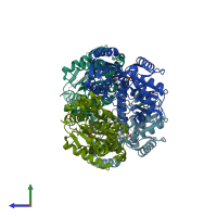 PDB entry 4d99 coloured by chain, side view.