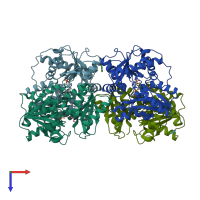 PDB entry 4d99 coloured by chain, top view.