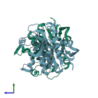PDB entry 4d9h coloured by chain, side view.