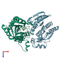 PDB entry 4d9h coloured by chain, top view.