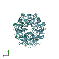 PDB entry 4d9s coloured by chain, side view.