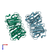 PDB entry 4d9s coloured by chain, top view.
