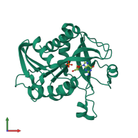 PDB entry 4da7 coloured by chain, front view.