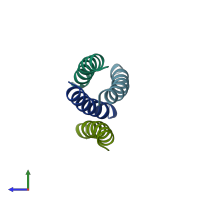 PDB entry 4dac coloured by chain, side view.