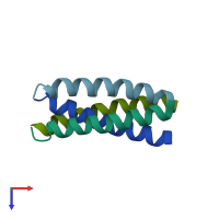 PDB entry 4dac coloured by chain, top view.