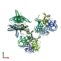 PDB entry 4dam coloured by chain, front view.