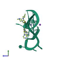 PDB entry 4daq coloured by chain, side view.