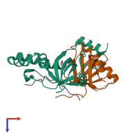 PDB entry 4day coloured by chain, top view.