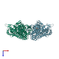 PDB entry 4db1 coloured by chain, top view.
