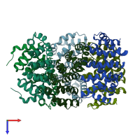 PDB entry 4db9 coloured by chain, top view.