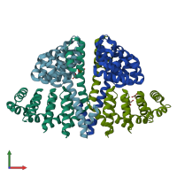 PDB entry 4dba coloured by chain, front view.