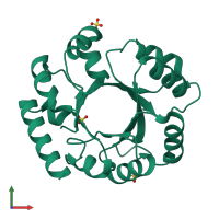 PDB entry 4dbd coloured by chain, front view.