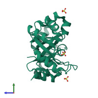 PDB entry 4dbd coloured by chain, side view.