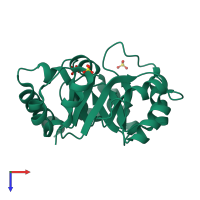 PDB entry 4dbd coloured by chain, top view.