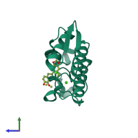 PDB entry 4dbk coloured by chain, side view.
