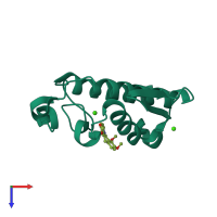 PDB entry 4dbk coloured by chain, top view.