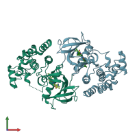 PDB entry 4dbn coloured by chain, front view.