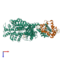 PDB entry 4dbq coloured by chain, top view.