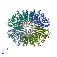 PDB entry 4dbv coloured by chain, top view.