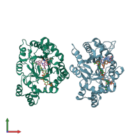 PDB entry 4dbw coloured by chain, front view.