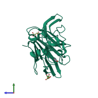 PDB entry 4dc5 coloured by chain, side view.