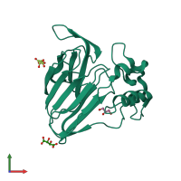 PDB entry 4dc6 coloured by chain, front view.
