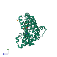 PDB entry 4dca coloured by chain, side view.