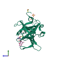 PDB entry 4dcd coloured by chain, side view.