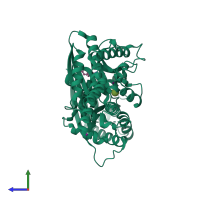 PDB entry 4dch coloured by chain, side view.