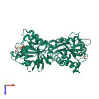 PDB entry 4dcs coloured by chain, top view.