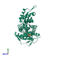 PDB entry 4dcu coloured by chain, side view.