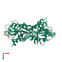 PDB entry 4dcu coloured by chain, top view.