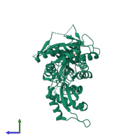 PDB entry 4dcv coloured by chain, side view.