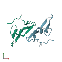 PDB entry 4dcz coloured by chain, front view.