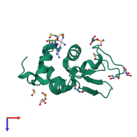 PDB entry 4dd7 coloured by chain, top view.