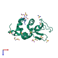 PDB entry 4dd9 coloured by chain, top view.