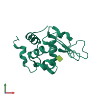 PDB entry 4dda coloured by chain, front view.
