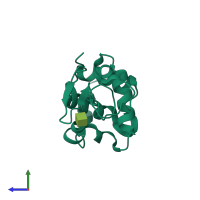 PDB entry 4dda coloured by chain, side view.